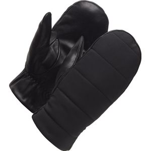 Wanten Dames - Zwart Leer - Warme Fleece Voering - Model Puck voor comfortabele warme handen - Dames wanten voor Winter - maat S