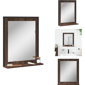 vidaXL Badkamerspiegel - Badkamerspiegels - Make Upspiegel - Make Up Spiegel - Badkamerspiegel met schap 50x12x60 cm hout bruin eikenkleurig