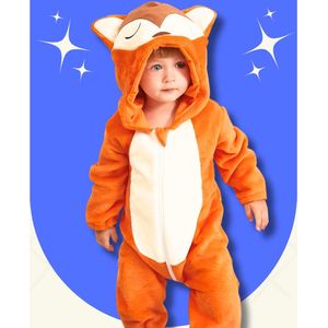 BoefieBoef Vos Dieren Onesie & Pyjama voor Peuters en Kleuters - Kinder Verkleedkleding - Dieren Kostuum Pak - Oranje