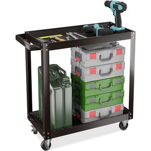 gereedschapswagen - 76 x 78 x 35 cm - tot 100 kg - staal - leeg - zwart