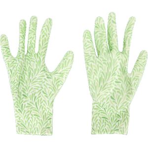 Tuinhandschoenen met blad motief - Wit / Groen - Maat S - Polyester - Werkhandschoenen - Work gloves