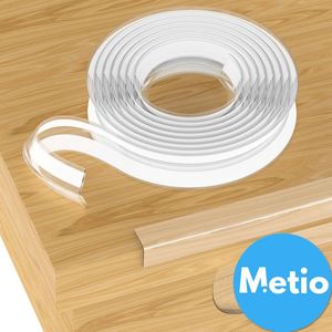 Metio – Randbeschermingsstrip 2 Meter van 100% Siliconen – Transparante Zachte Hoekbeschermer voor Babyveiligheid – Voor Tafels, Meubels & Hoeken – Extra Dikke Zelfklevende Kinderbeveiliging – Wit