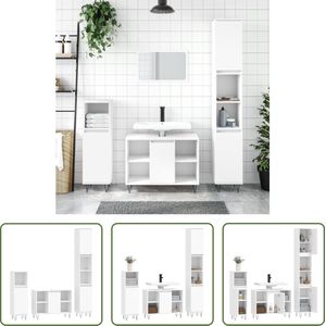 The Living Store Badkamermeubelset - Wit - 30 x 30 x 190 cm (hoog) - 30 x 30 x 100 cm (laag) - 80 x 33 x 60 cm (wastafelkast)