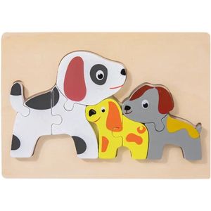 Houten dieren puzzel - Honden - 8 stukjes - Vanaf 2 jaar - Kinderpuzzel - Educatief montessori speelgoed - Grapat en Grimms style