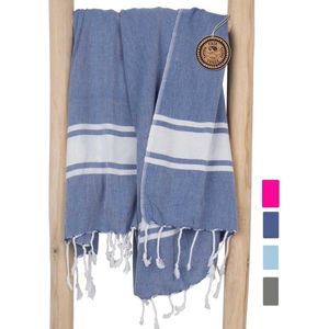 ZusenZomer Hamamdoek XL  'SOL' - Saunadoek hammam handdoek strandlaken strandhanddoek reishanddoek - Katoen - 100x200 cm - Blauw