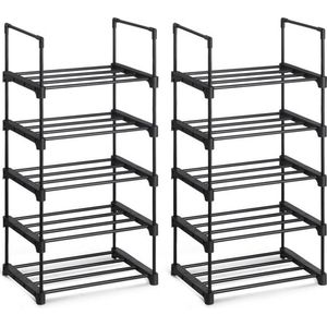 O'DADDY® Schoenenrek 10 Lagen - 2x5 - Schoenenkast - Opbergrek voor 20 Paar Schoenen - Zwart Metaal - Schoenen Rek