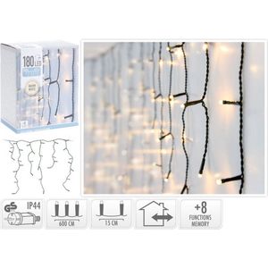 Oneiro’s luxe IJspegel verlichting - 180 LED - 6 meter - warm wit - 8 lichtfuncties - kerst - lichtgordijn - feestdagen - winter - verlichting - binnen - buiten – sfeer