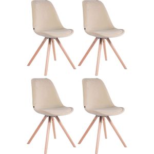 CLP Toulouse Set van 4 Stoelen - Rond frame - Fluweel creme natura