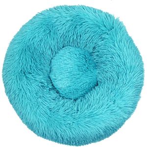 KUSSIES® Kussen 50 Cm Met Wasbare Hoes - Blauw - Hondenkussen Kattenkussen - Donut Ronde Kattenmand Kat Hond Dierenkussen Harig Zachte Fluffy Blauwe