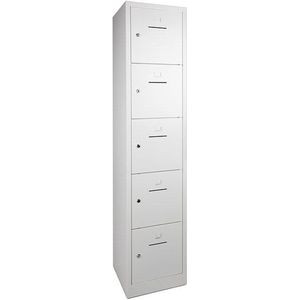 ABC Kantoormeubelen industriële locker garderobekast 5 deurs (190x41,5x45 cm) wit en hangoogsluiting (excl. hangslot)
