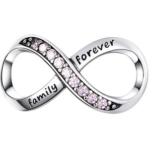 Infinity family forever Roze zirkonia bedel | Oneindig bead | bedels beads cadeau | Zilverana | geschikt voor alle bekende merken | 925 zilver | moederdag