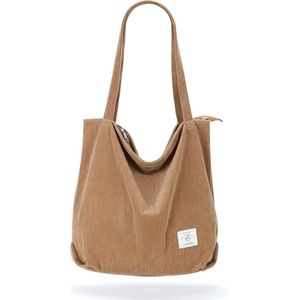 Corduroy tas voor dames, schoudertas met ritssluiting, grote shopper, tas, handtas, schoudertassen voor werk, kantoor, reizen, winkelen, school en dagelijks gebruik