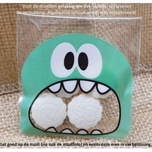 50 Uitdeelzakjes Monster Design Groen 10 x 10 cm met plakstrip - Cellofaan Plastic Traktatie Kado Zakjes - Snoepzakjes - Koekzakjes - Koekje - Cookie Bags Monster