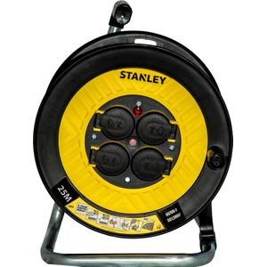 Stanley Kabelhaspel 25m - 4 stopcontacten - penaarde - 3x1.5 mm² - max. belasting 3680W - IP44