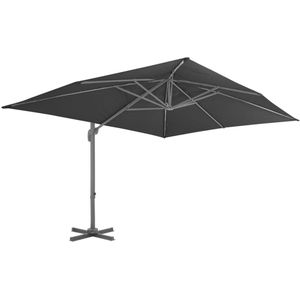 vidaXL Zweefparasol - Zweefparasols - Parasol - Tuinparasol - Zweefparasol met aluminium paal 4x3 m zwart