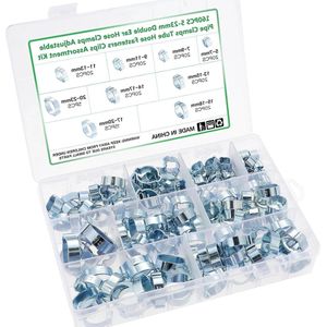 160 stuks dubbele oorslangklemmen - verstelbaar - buisklemmen assortimentskit - brandstof benzinebuis - 5-23 mm
