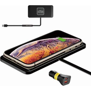 15W draadloze autolader - antislip oplaadstation met QC 3.0 - iPhone 12 13 11 Pro Max X 8 Samsung S22 S21 S20 AirPods - DIY - Compatibel met - 30cm kabel
