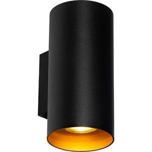 QAZQA sab - Design Wandlamp Up Down voor binnen - 2 lichts - D 11.4 cm - Zwart Goud - Woonkamer | Slaapkamer | Keuken