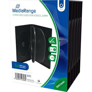 MediaRange | DVD Videobox | 21mm | 6 Disc | Zwart | 5 Stuks