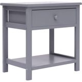 vidaXL - Nachtkastje - 40x29x42 - cm - paulowniahout - grijs