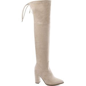 SmileFavorites® Dames Laarzen - Beige - Suedine - Maat 39