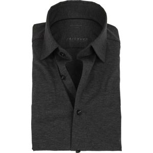 OLYMP Luxor 24/Seven modern fit overhemd - antraciet grijs tricot - Strijkvriendelijk - Boordmaat: 48