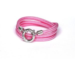 Jolla - dames wikkelarmband  - zilver - touw - Classic Rope - Roze