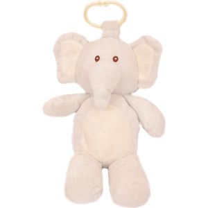 PIA Soft Toys Pluche olifant lichtgrijs met rammelaar 25 cm met ophangring