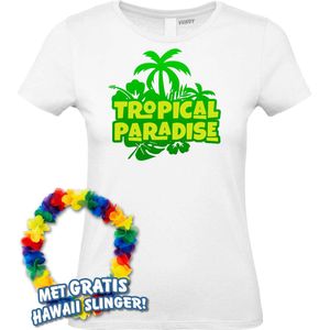 Dames t-shirt Tropical Paradise | Toppers in Concert 2024 | Club Tropicana | Hawaii Shirt | Ibiza Kleding | Wit Dames | maat XXXL