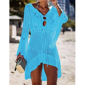 Strandjurkje - Bikini cover up - Gehaakt jurkje - Beach dress - ONE SIZE - Licht Blauw