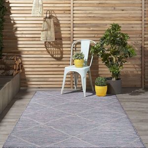 Flycarpets Hilaria Buitenkleed Geruit Voor Binnen & Buiten Vloerkleed - Paars / Roze / Blauw - 80x150 cm