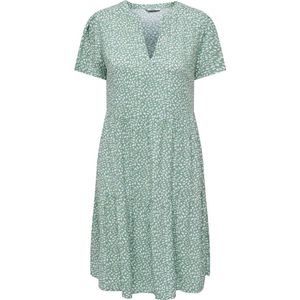 Only Onlzally Life S/S Thea dress NOOS Korte jurk groen-wit L - Viscose - Basics