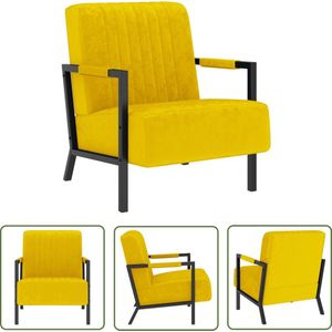 The Living Store Fauteuil Comfort - Fauteuils - 66 x 84 x 84 cm - Mosterdgeel - Fluweel