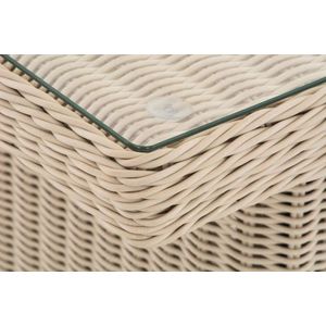 In And OutdoorMatch Tuintafel Rae - Glastafel rotan wicker - Tuinmeubelen - Eettafel - Buitentafel - Salontafel - Creme - 138cm