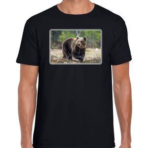 Dieren shirt met beren foto - zwart - voor heren - natuur / beer cadeau t-shirt - kleding XXL