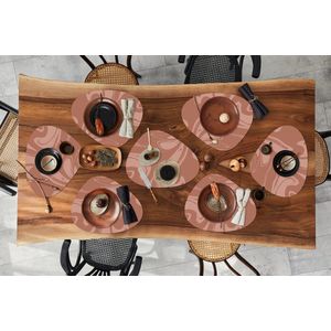 Placemat organisch - Placemats organic - Onderleggers - Marmer print - Chocolade - Lijn - 8 stuks