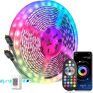 Ultralange LED-strip 20 m - RGB, afstandsbediening, synchronisatie met muziek - voor slaapkamer, feest, kerst