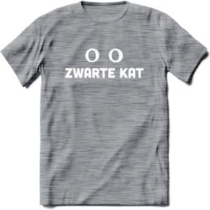 Zwarte Kat - Katten T-Shirt Kleding Cadeau | Dames - Heren - Unisex | Dieren shirt | Grappig Verjaardag kado | Tshirt Met Print | - Donker Grijs - Gemaleerd - XXL