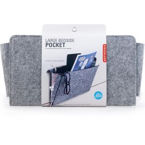 Kikkerland Bedside pocket – Opbergzak voor je bed – Extra nachtkastje – Woonaccessoire – Vilt – Grijs – Large