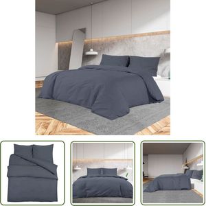 The Living Store Dekbedovertrek Antraciet 140x200 cm - 100% katoen