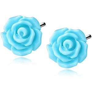 Roos Oorbellen - Oorbellen Roos - Zilver Roos Oorbellen - Blauw - Amona Jewelry