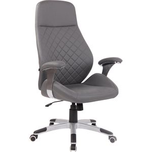 Bureaustoel - Ergonomische bureaustoel - Design - In hoogte verstelbaar - Kunstleer - Grijs - 61x49x126 cm