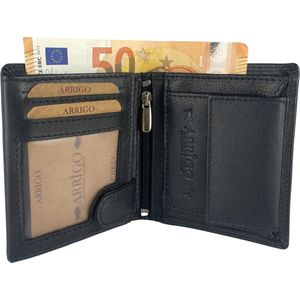 Zwarte Heren Portemonnee - Klein - Jongens Portemonnee - Lederen Portefeuille Heren - Anti Skim - Billfold