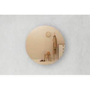 Ronde Spiegel - Halspiegel - Brons - Diameter: 70 cm - Dikte: 4 mm - In Nederland Geproduceerd - Incl. Spiegellijm - Top Kwaliteit Wandspiegel Zonder Lijst
