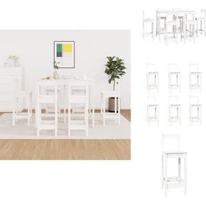 vidaXL Barset - Barsets - Pubset - Bistroset - 7-delige Barset massief grenenhout wit