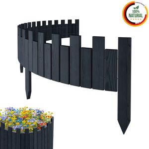 Floranica Flexibele Borderrand Gazonrand Perkrand 2 m x 20 cm Antraciet Bloembedrand hout geïmpregneerd Palissade Rolboord Omheining voor tuin