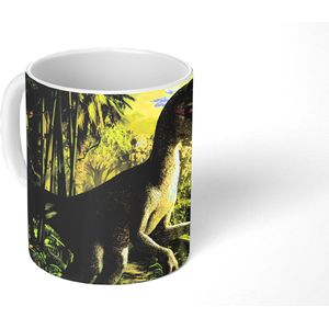 Mok - Koffiemok - Dinosaurus - Planten - Groen - Illustratie - Kinderen - Jongens - Mokken - 350 ML - Beker - Koffiemokken - Theemok