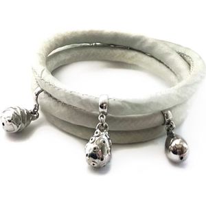 Nieuw! Jolla - dames armband zilver - zijde - magneetsluiting - bedels - Silk Wrap - Misty Grey