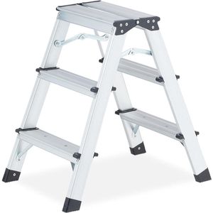 Aluminium inklapbare dubbele trap - lichtgewicht huishoudtrap tot 120 kg - 3 treden