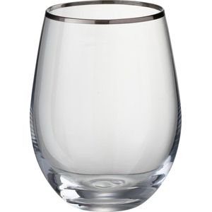 J-Line drinkglas Bol Rand - glas - zilver - 6 stuks